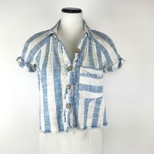 Blue and white Striped button down